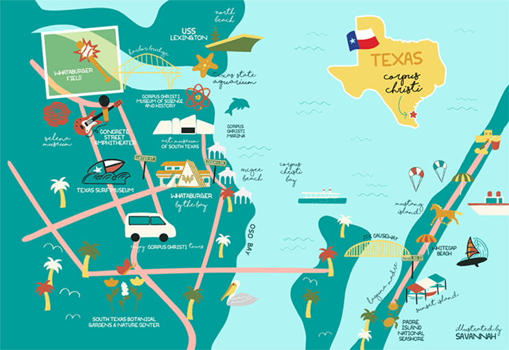 Corpus Christi, Texas Attractions Map 2022